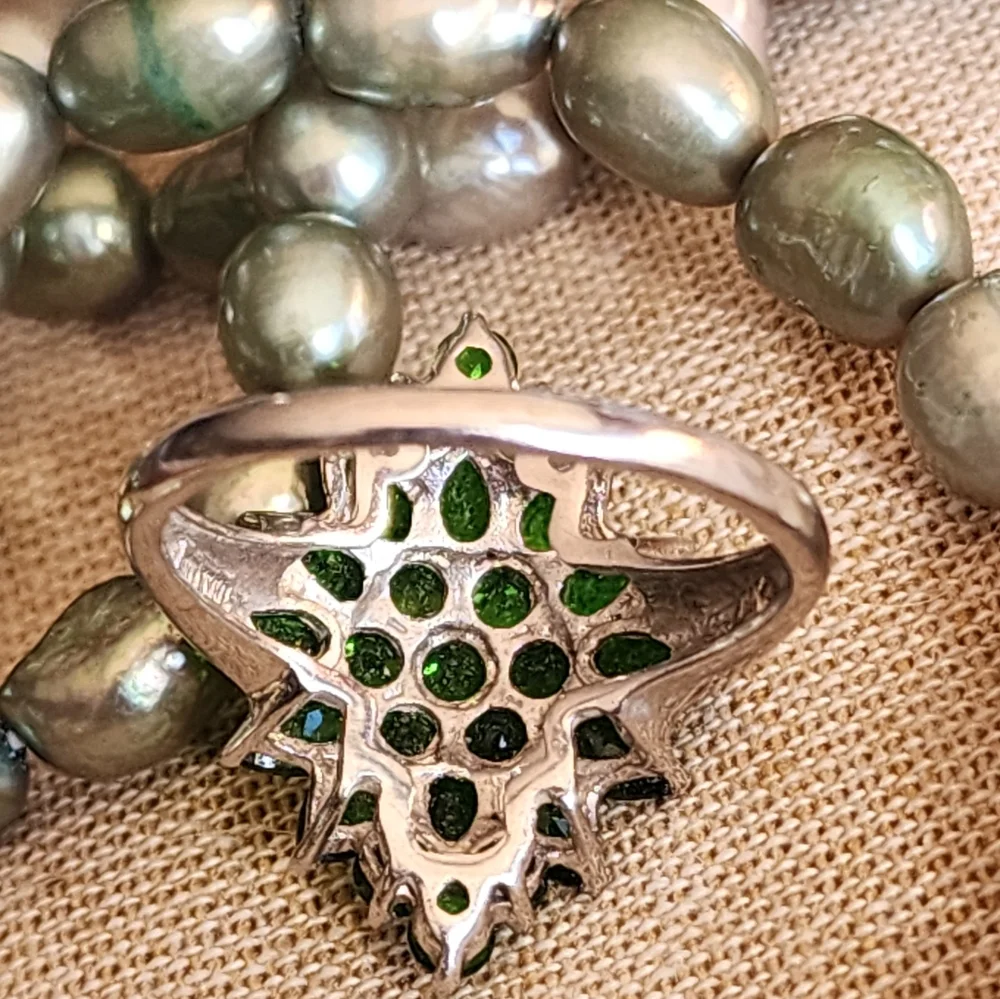 Emerald Green Crystal Cluster Ring - Women Jewelry